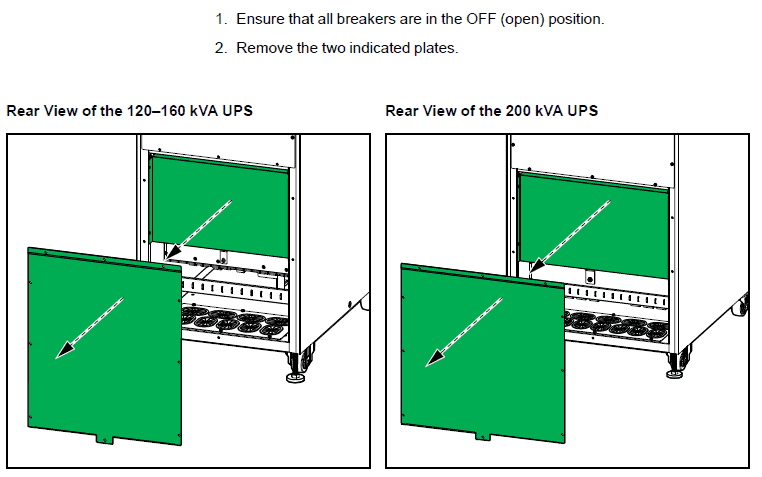 施耐德Easy120-200kVA UPS三进三出连接端子示意图